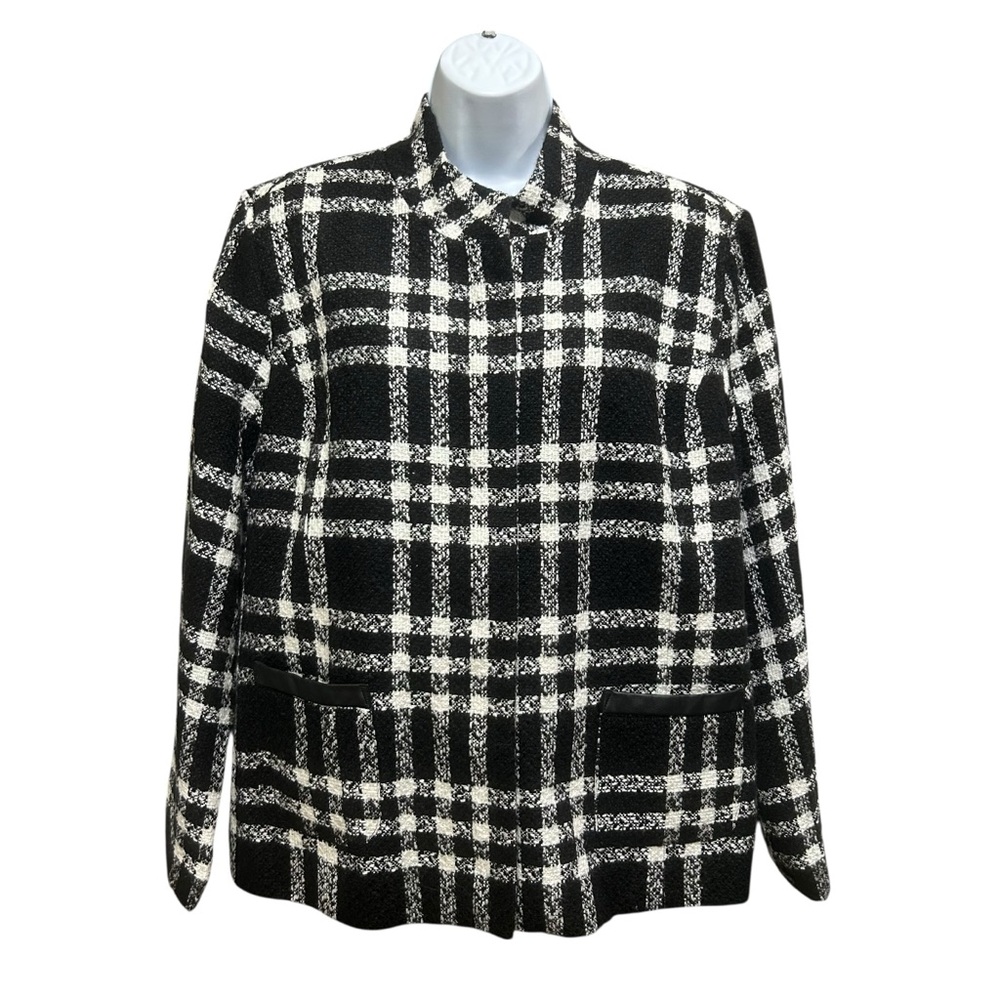 TanJay Women's  Black and White Tweed Plaid Jacket Size 16